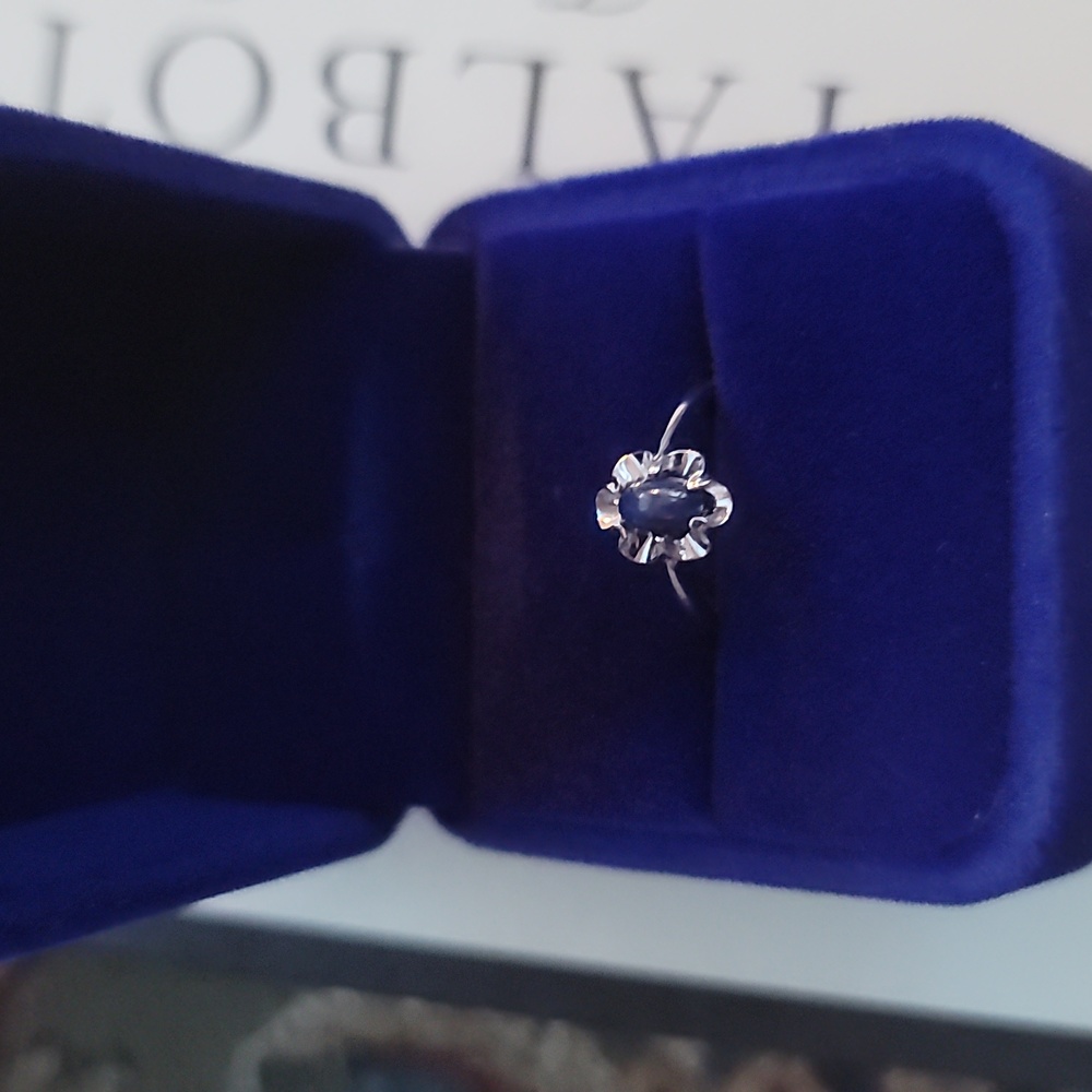 Vintage 10K Solid White Gold Genuine Lindy Star Blue Sapphire Ring Size 5.5 - Picture 11 of 14